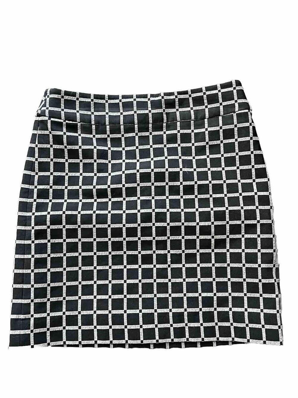 Ann Taylor LOFT Black Square Pattern Geometric Pencil Skirt Size 4